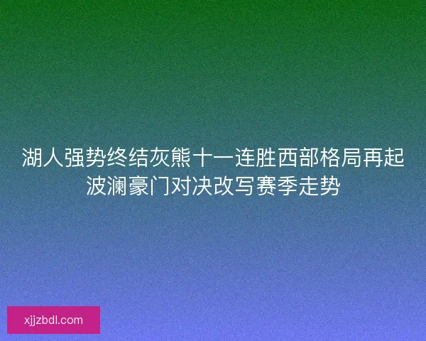 湖人强势终结灰熊十一连胜西部格局再起波澜豪门对决改写赛季走势